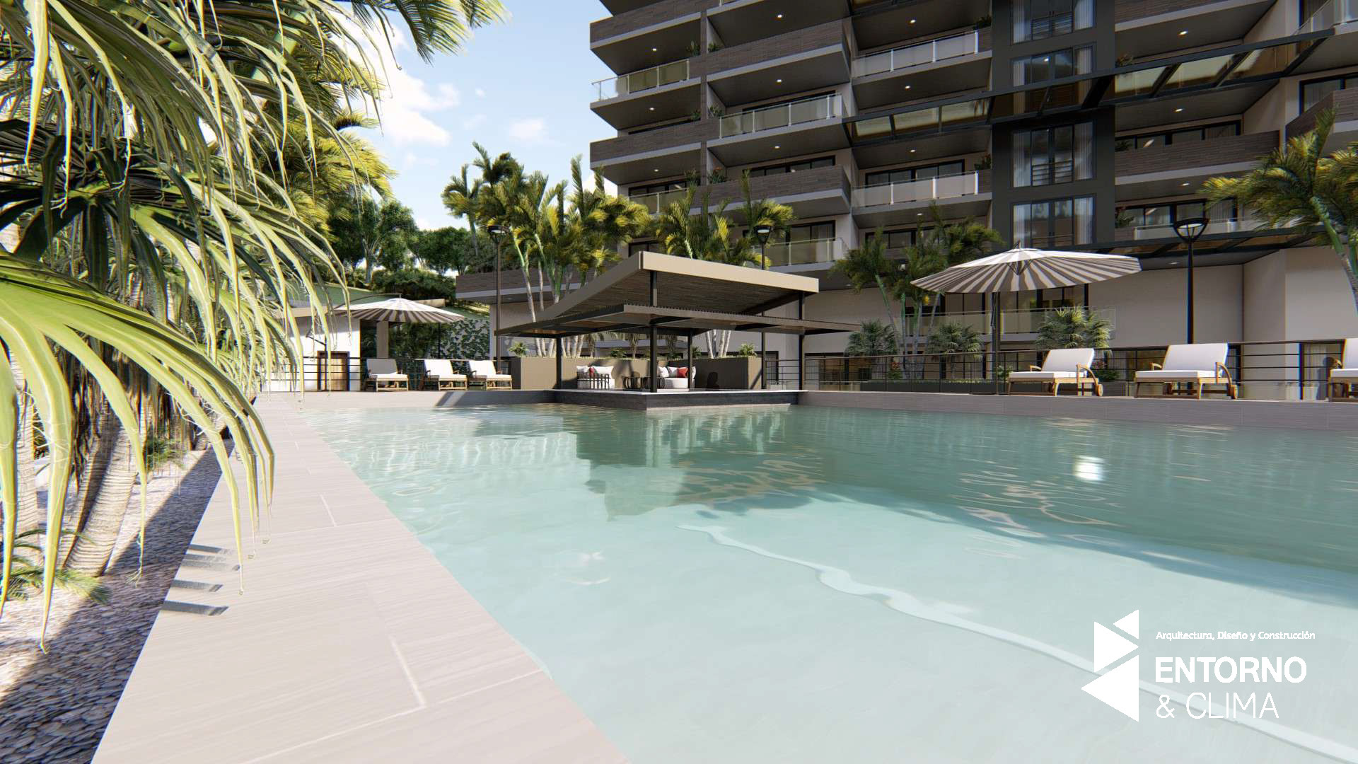 SeaScape resort pool and building